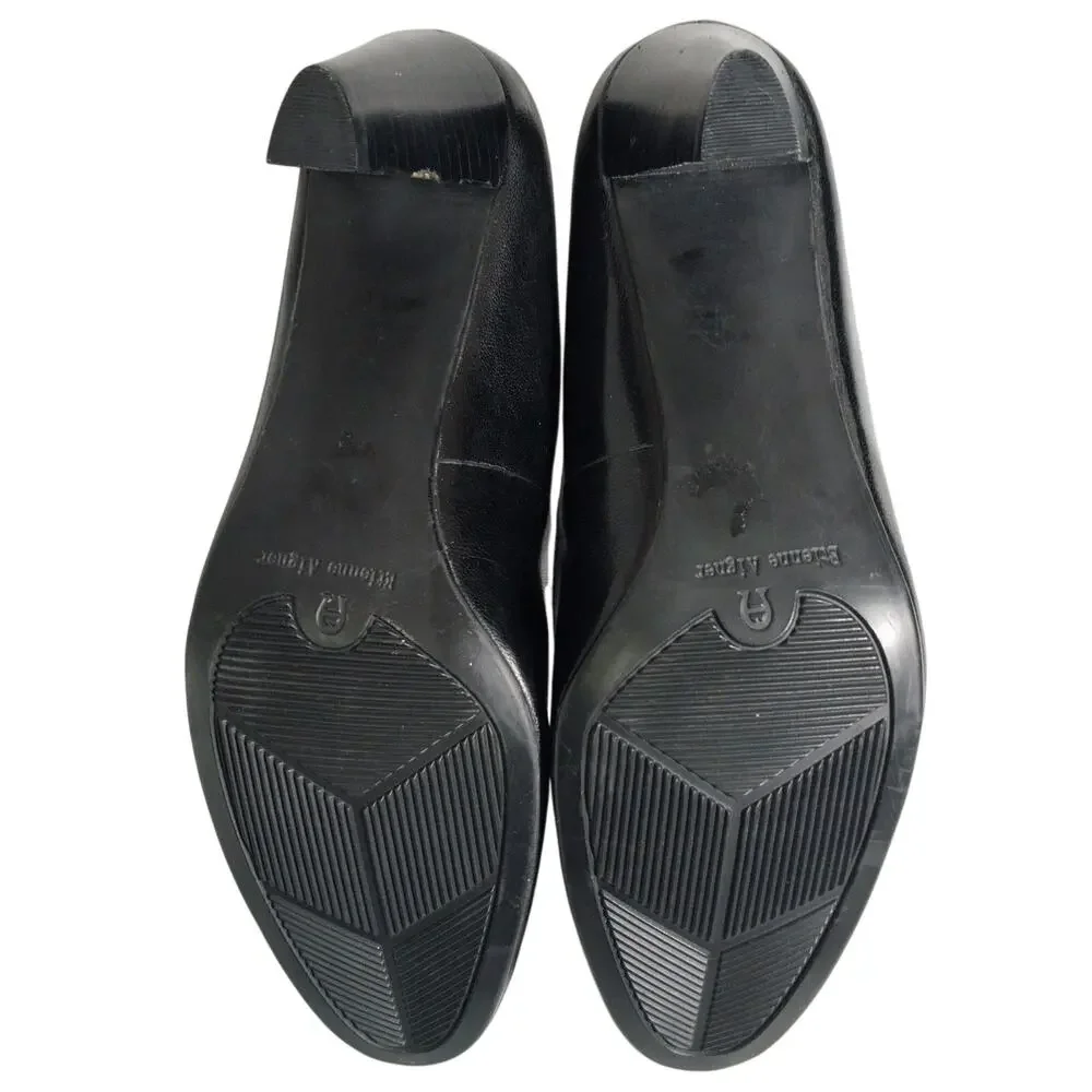 ETIENNE AIGNER! BLACK GENUINE LEATHER MODERATE HEELED CLASSIC PUMPS, HEELS! 7.5M